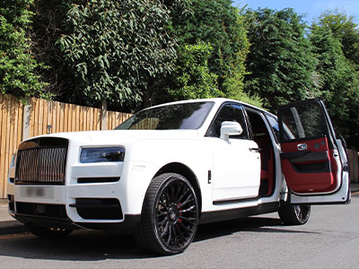 Hire a White Rolls-Royce Cullinan from Chauffeur Local
